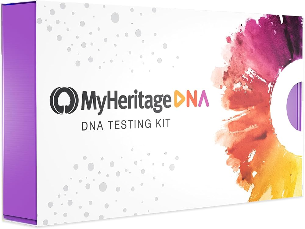 MyHeritage DNA testing kit box.